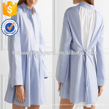 Venta caliente azul y blanco de algodón de manga larga mini vestido de verano Fabricación venta al por mayor de prendas de vestir de las mujeres (TA0025D)